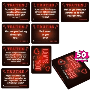 50 Sheets Neon Heart Love You Couple Game Cards Truth Or Dare Interactive Relationship Question Cards For Adult Date Night
