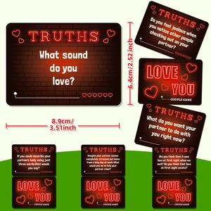 Neon heart couple interaction game cards with Truth or Dare prompts for date night fun