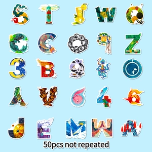 50pcs waterproof graffiti art stickers with letters and illustrations for laptop decor