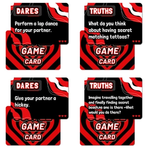 50 heart-themed couple interaction cards featuring truths and dares for romantic games