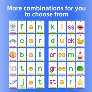 Detailed grid layout of colorful educational word cards for children with illustrations