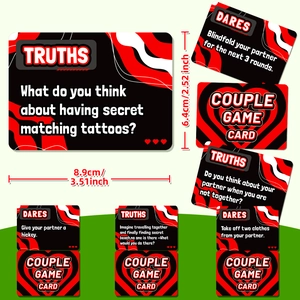 Couple interactive game cards with truth or dare questions for romantic parties