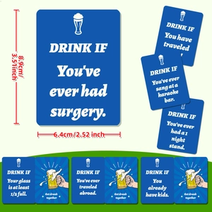 50 drinking game cards for adult parties with navy blue design and clear instructions