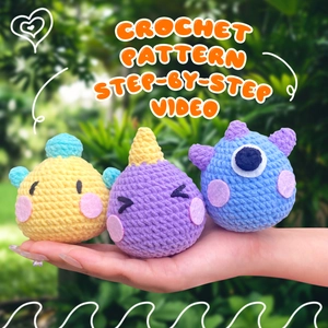 DIY Crochet Kit For Beginners Three Monsters Amigurumi Handmade Knitting Yarn Hook Stuffing Cute Decoration Gift