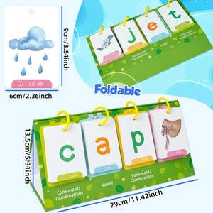 Educational 129 sight word flip cards with green foldable stand for children's learning