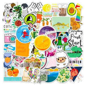 Fresh Orange Theme Waterproof PVC Vinyl Decorative Stickers For Laptop Phone Case Luggage Journal Hand Painted Graffiti