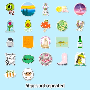 50pcs fresh mixed hand-drawn orange graffiti stickers for laptops and phone cases