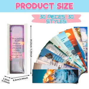 Set of 30 inspirational landscape bookmarks with scenic photos and English quotes