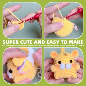 DIY Häkelset kleiner Tiger mit gelbem Garn und Zubehör für Anfänger Handarbeit