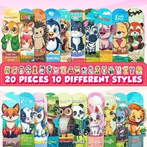 Cute Cartoon Animal Laser Paper Bookmarks For Kids Students Holographic Glitter Animal Patterns Reading Mark School Stationery
