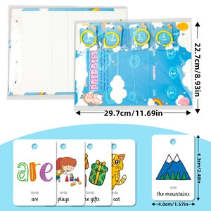 78 English preposition flashcards with foldable blue display board for kids early learning