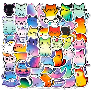 Cute Cat Stickers Waterproof Gradient Cartoon Animal Graffiti Decals For Laptop Water Bottle Scrapbook Kids DIY Decoration