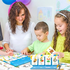 Educational English grammar learning set with flashcards and display stand for kids