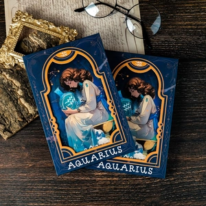 Aquarius theme notebook featuring vintage illustrations with magnetic buckle closure
