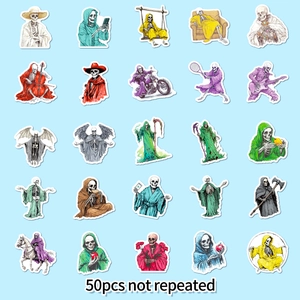Pack de 50 pegatinas de calaveras únicas para decorar laptops y fundas de móvil