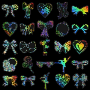 Holographic PET laser stickers with 25 unique girlish designs for DIY decor projects