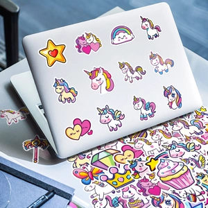 50pcs cute rainbow unicorn doodle stickers set for decorating laptop and skateboard
