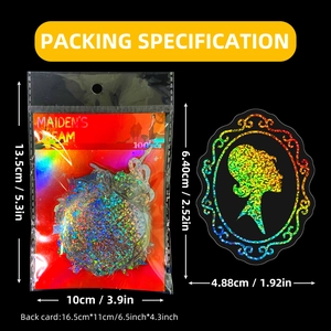 100pcs Maiden's Dream PET laser stickers with rainbow reflective effect for DIY decor