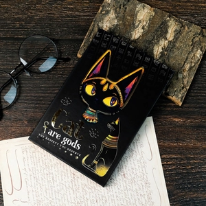 Taccuino Egiziano Antico Gatto Bastet Copertina Rigida Oro Nero Bronzatura Diario Con Geroglifici Per Ufficio Scuola Regalo
