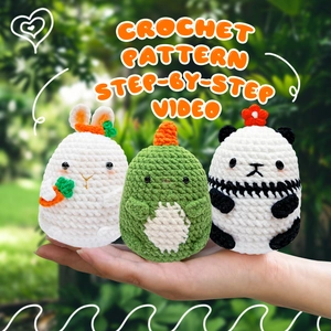 Beginner DIY Crochet Kit Animal Rabbit Dinosaur Panda Hand Woven Amigurumi Craft Including Yarn Hooks Video Tutorials Gift