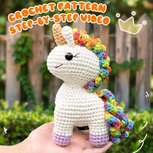 Kit de Crochet DIY pour Débutants Licorne Arc-en-ciel Peluche Ensemble de Matériel de Tricot Fait Main Avec Tutoriels et Modèle