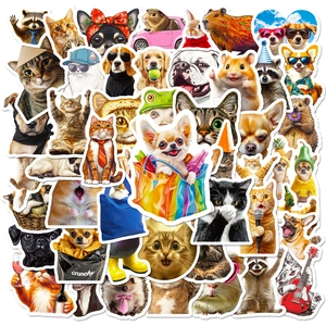 Divertenti Adesivi Animali Personificati Gatto Cane Impermeabile PVC Decalcomanie Decorative Per Bambini Scrapbooking Fai Da Te Custodia Telefono