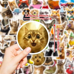 50 adesivi divertenti di gatti e cani con diametro 5,05 cm per decorazioni fai-da-te
