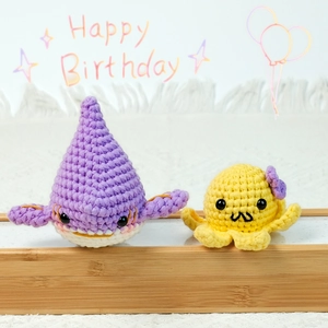 Kit de crochet DIY pour poupées en laine requin et poulpe avec manuel simple