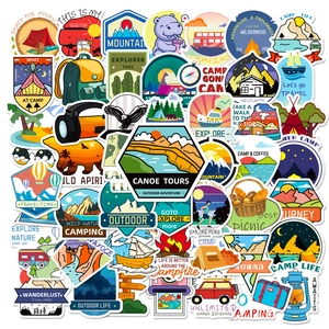 Outdoor Camping Abenteuer Aufkleber Wasserdichte PVC Decals Für Laptop Wasserflasche Scrapbooking Natur Sternenhimmel Thema