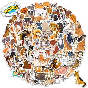 Close-up of 100pcs assorted cute dog stickers featuring Corgi and Husky breeds