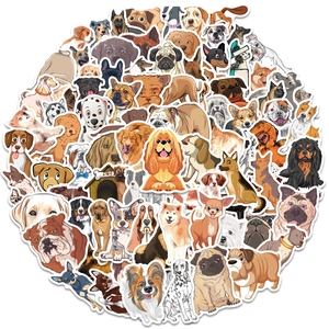 Pile of realistic cartoon dog stickers featuring Husky and Pug designs on white background