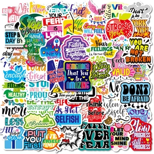 Colorful motivational quote stickers with inspirational typography for laptop decor