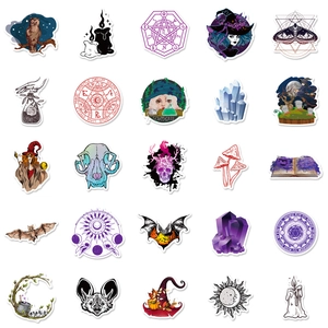 50-piece magic wizard stickers pack featuring gothic witch motifs for laptop decoration