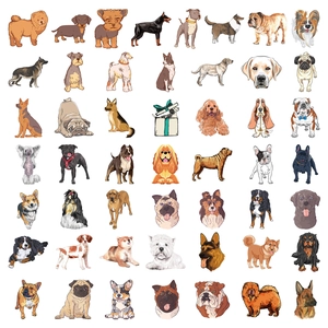 Set of 100 cute realistic dog breed stickers featuring Shiba Inu and Corgi illustrations