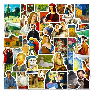 World Famous Painting Art Stickers Aesthetic Waterproof Matte Oil Painting Vinyl Decals DIY Stationery Phone Laptop Decor