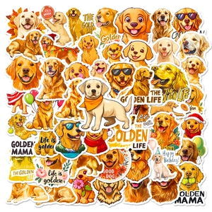 Autocollants de Chien de Dessin Animé Golden Retriever Pour Bouteilles d'Eau Ordinateur Portable Bagages Décalcomanies d'Animaux en Vinyle Imperméable Pour Enfants Adultes Amoureux des Animaux Cadeau