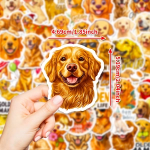 50 autocollants de golden retriever mignons avec dimensions précises et couleurs vives