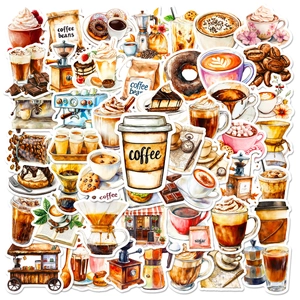 Koffie Thema Aquarel Waterdicht PVC Stickers Esthetische Retro Decals Voor Laptop Skateboard Koelkast Scrapbooking Decoratie
