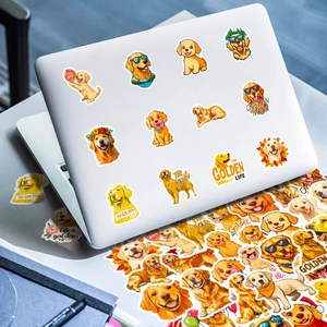 Autocollants Golden Retriever sur ordinateur portable avec des dessins de chiots