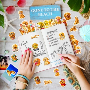 50 autocollants Golden Retriever mignons avec accessoires d'été pour ordinateurs et DIY