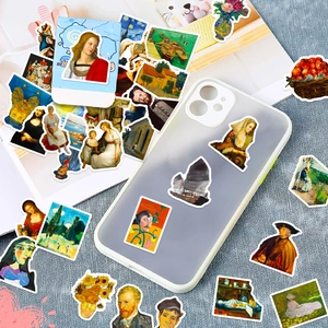 DIY phone case decoration using classical art stickers with Van Gogh sun-flower designs