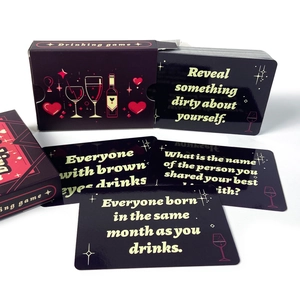 50 cards drinking game set for parties and group building with black and pink design