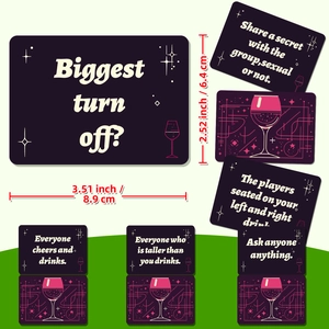 50 English party game cards for team building and gatherings in deep purple and pink