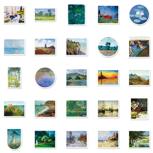 50 tlg. Impressionistische Ölgemälde-Sticker mit Monet-Motiven für DIY-Tagebücher