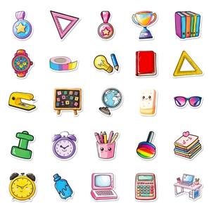50 pieces of creative cartoon stationery stickers with hand-drawn DIY patterns for decoration