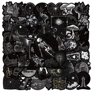 Gothic Dark Aesthetic Graffiti Stickers Black And White Non-Repeating Vinyl Decals For Laptop Phone Case Scrapbooking DIY Decoration