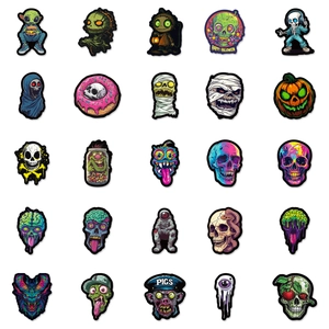 Set mit 50 coolen Totenkopf- und Halloween-Aufklebern, wasserfeste Vinyl-Sticker
