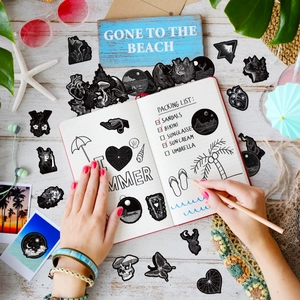 50 pieces of cool black and white gothic graffiti stickers for laptop decoration