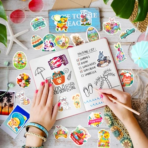 Set di 50 adesivi pasquali con coniglietti e uova impermeabili per scrapbooking