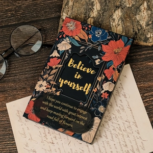 Vintage floral notebook with magnetic buckle and Believe in yourself gold foil quote